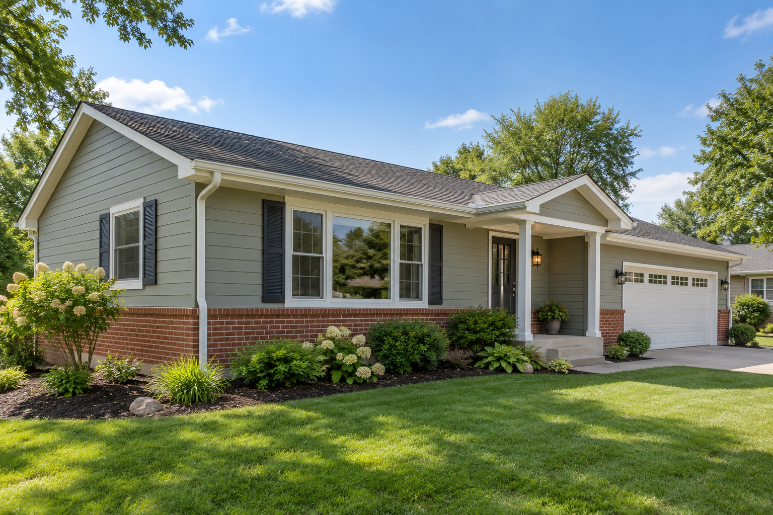 Illustrative house exterior with painted siding